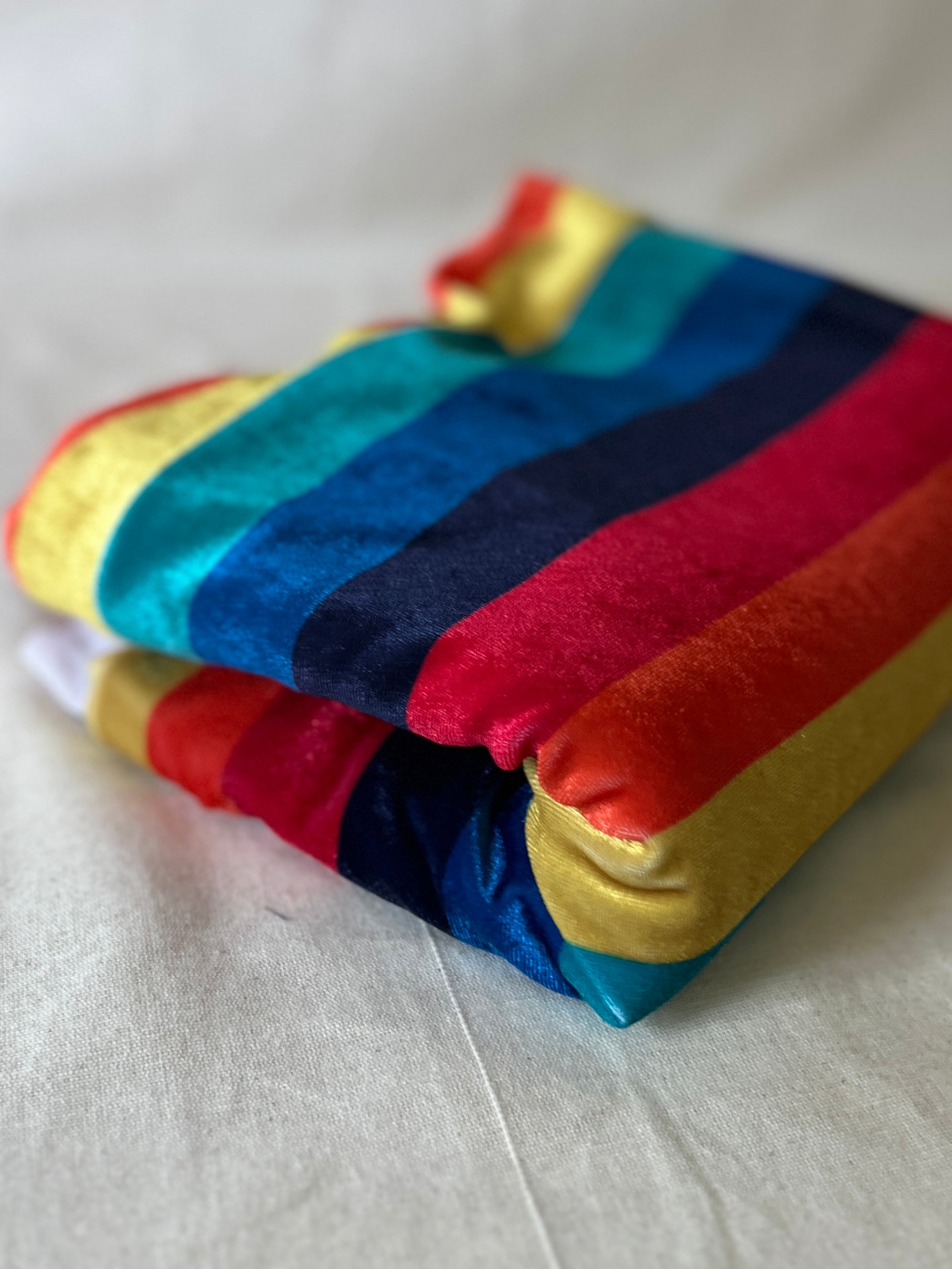 Rainbow Stripe Velvet — Dressmaking Fabric — Polyester Stretch 150x150cm