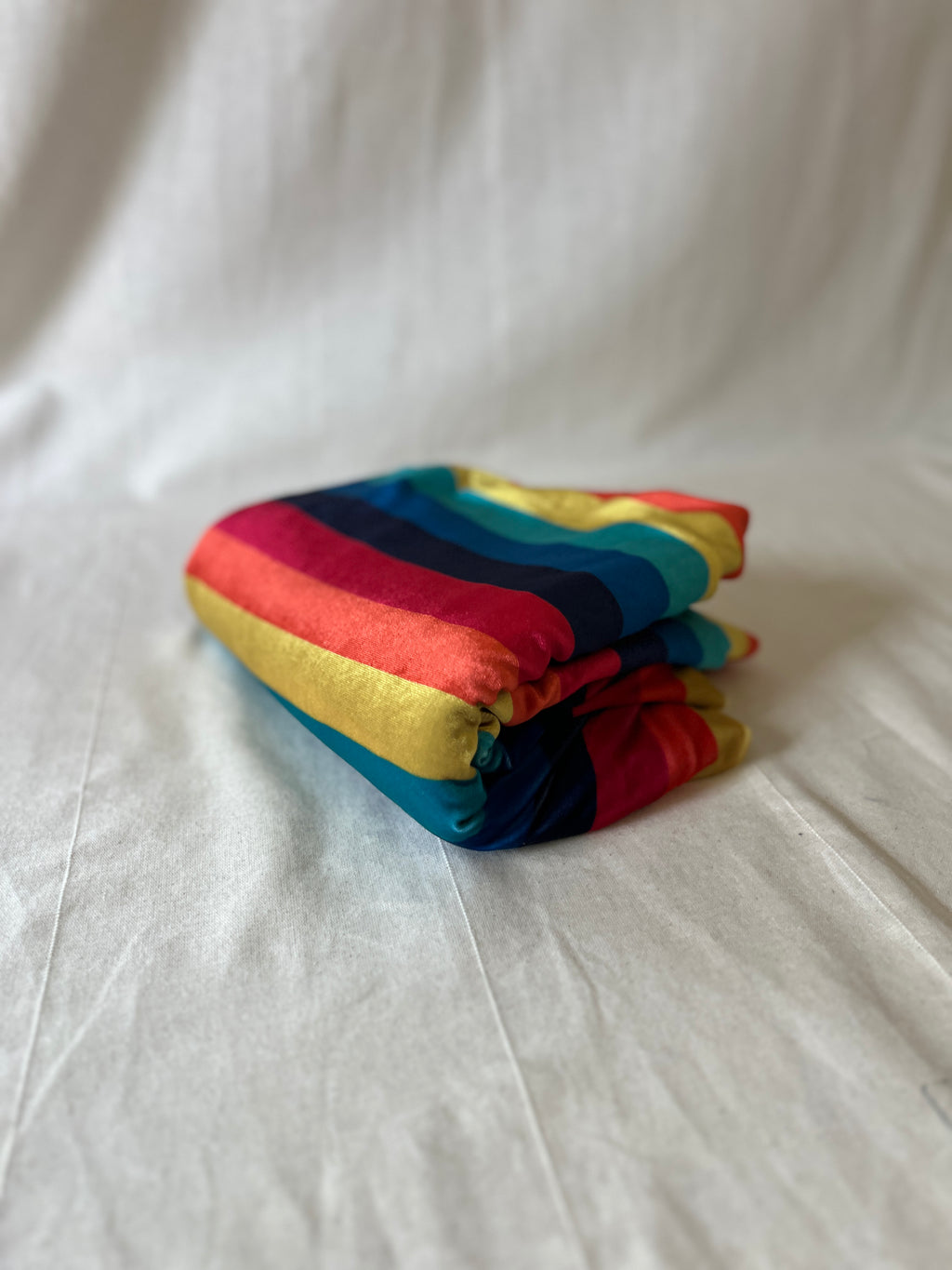 Rainbow Stripe Velvet — Dressmaking Fabric — Polyester Stretch 150x150cm