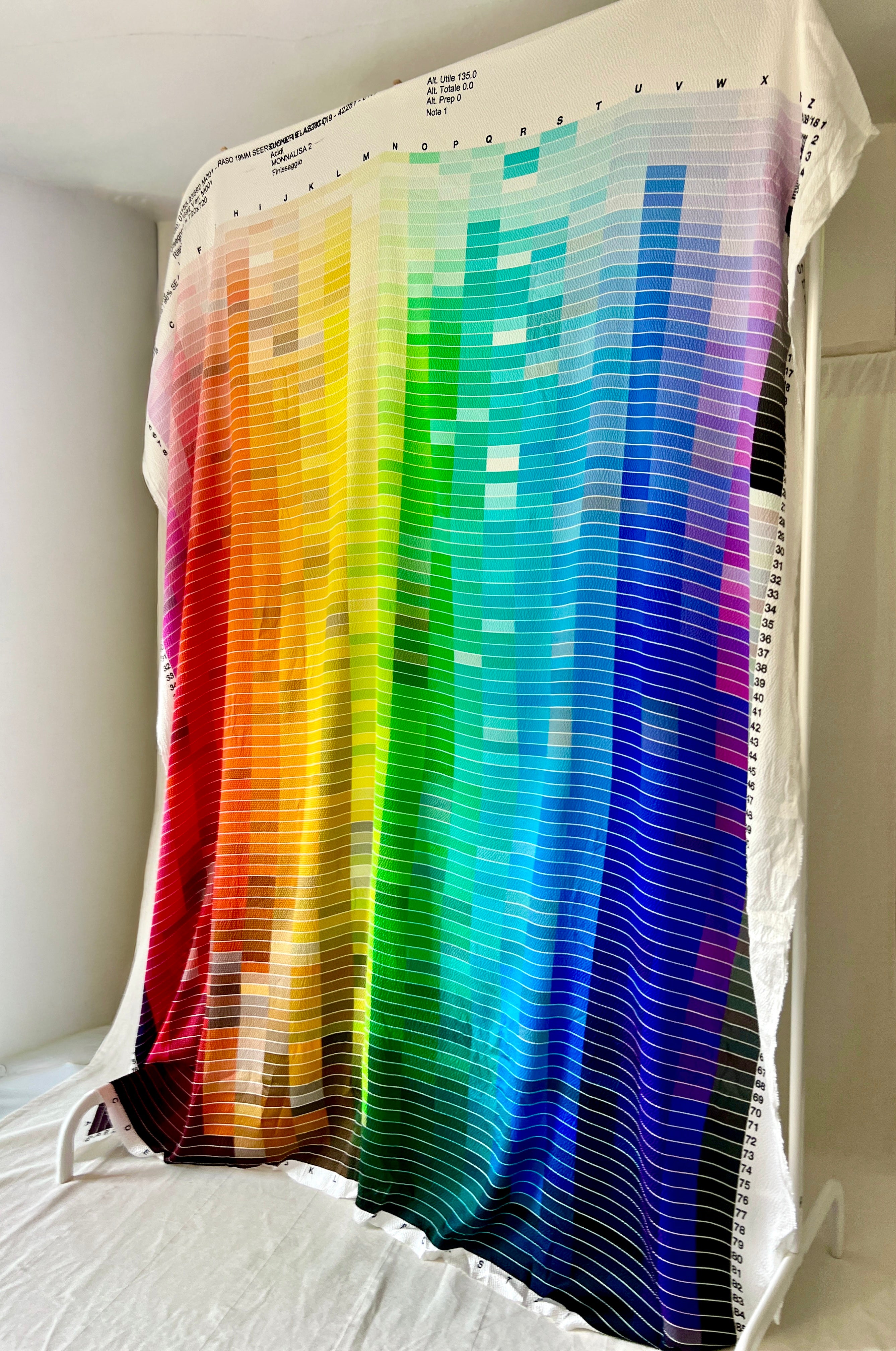 96% Silk Designer Fabric — Rainbow Colour Palette Print — Italian Luxury Mill Fabric