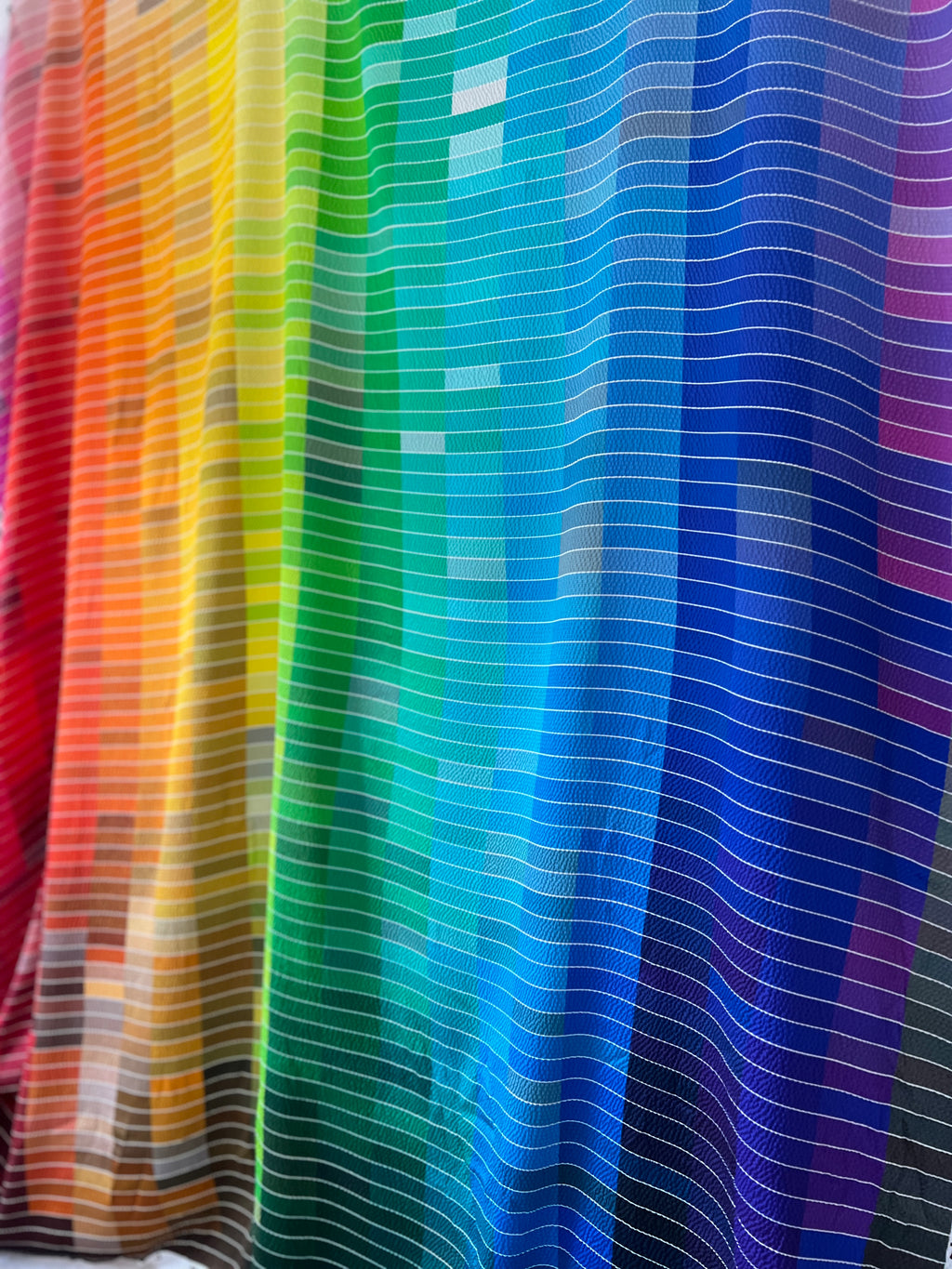 96% Silk Designer Fabric — Rainbow Colour Palette Print — Italian Luxury Mill Fabric