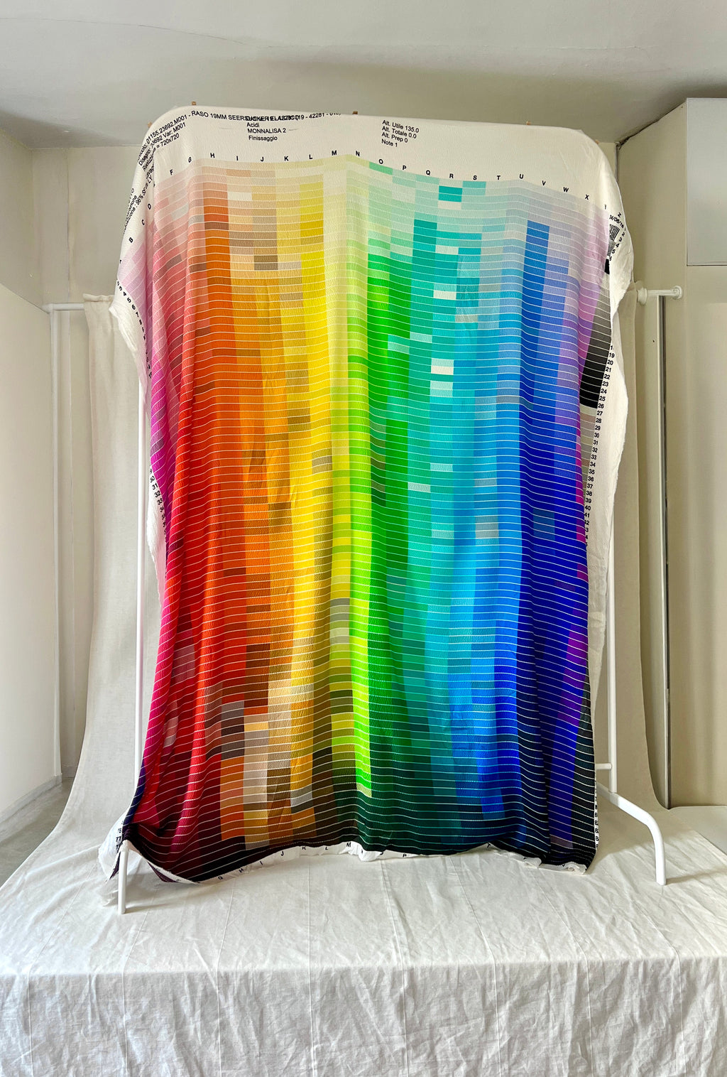 96% Silk Designer Fabric — Rainbow Colour Palette Print — Italian Luxury Mill Fabric