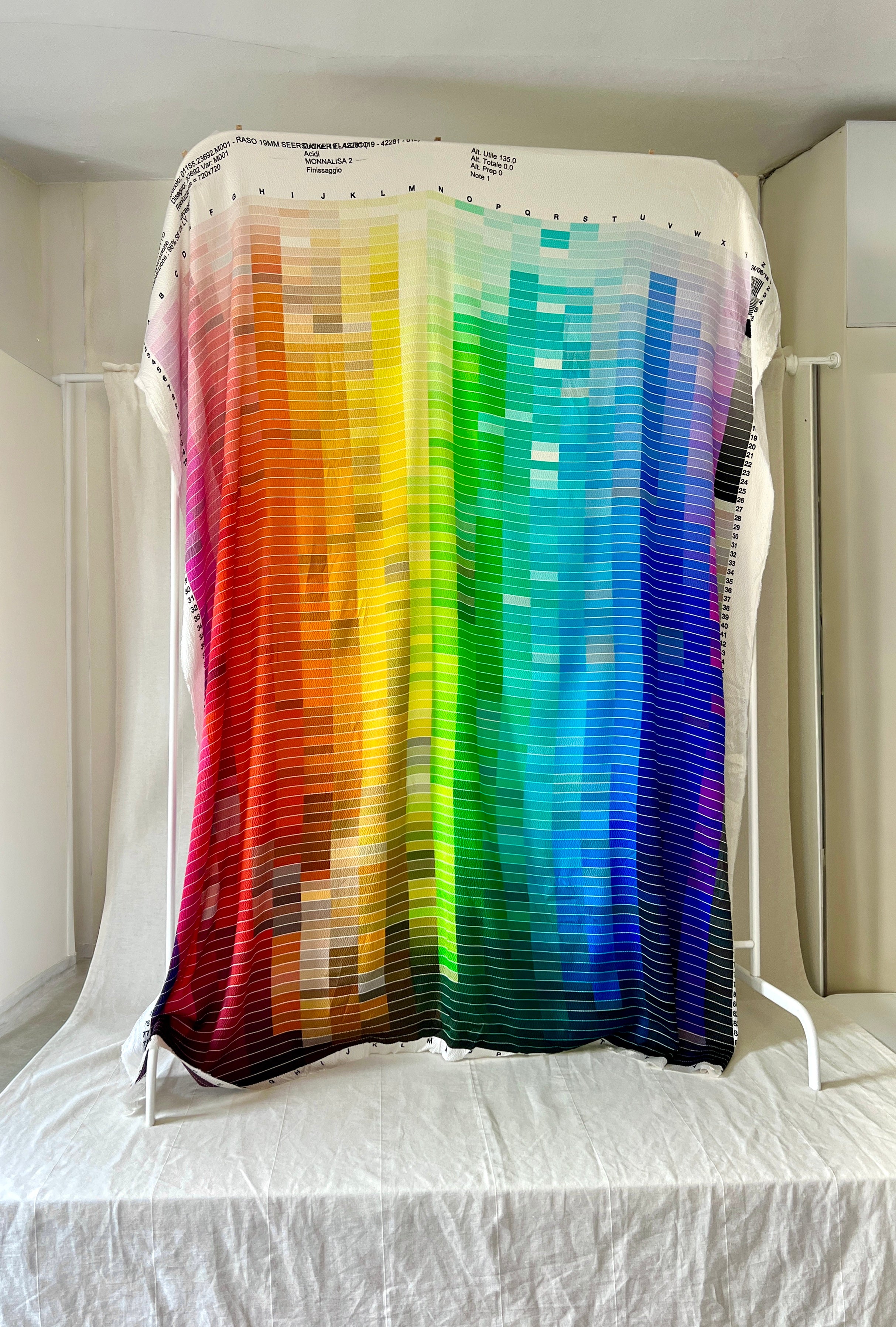 96% Silk Designer Fabric — Rainbow Colour Palette Print — Italian Luxury Mill Fabric