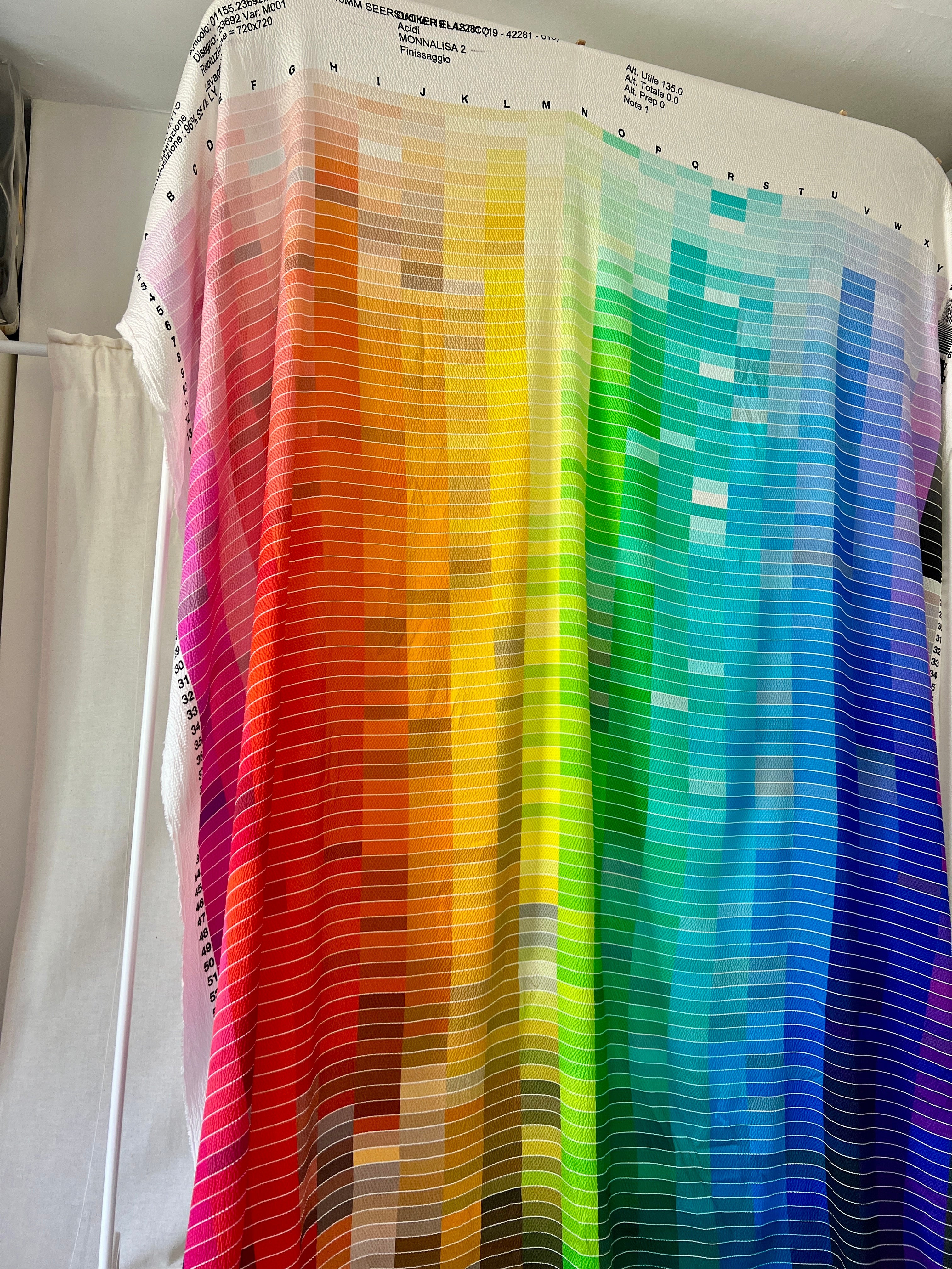 96% Silk Designer Fabric — Rainbow Colour Palette Print — Italian Luxury Mill Fabric