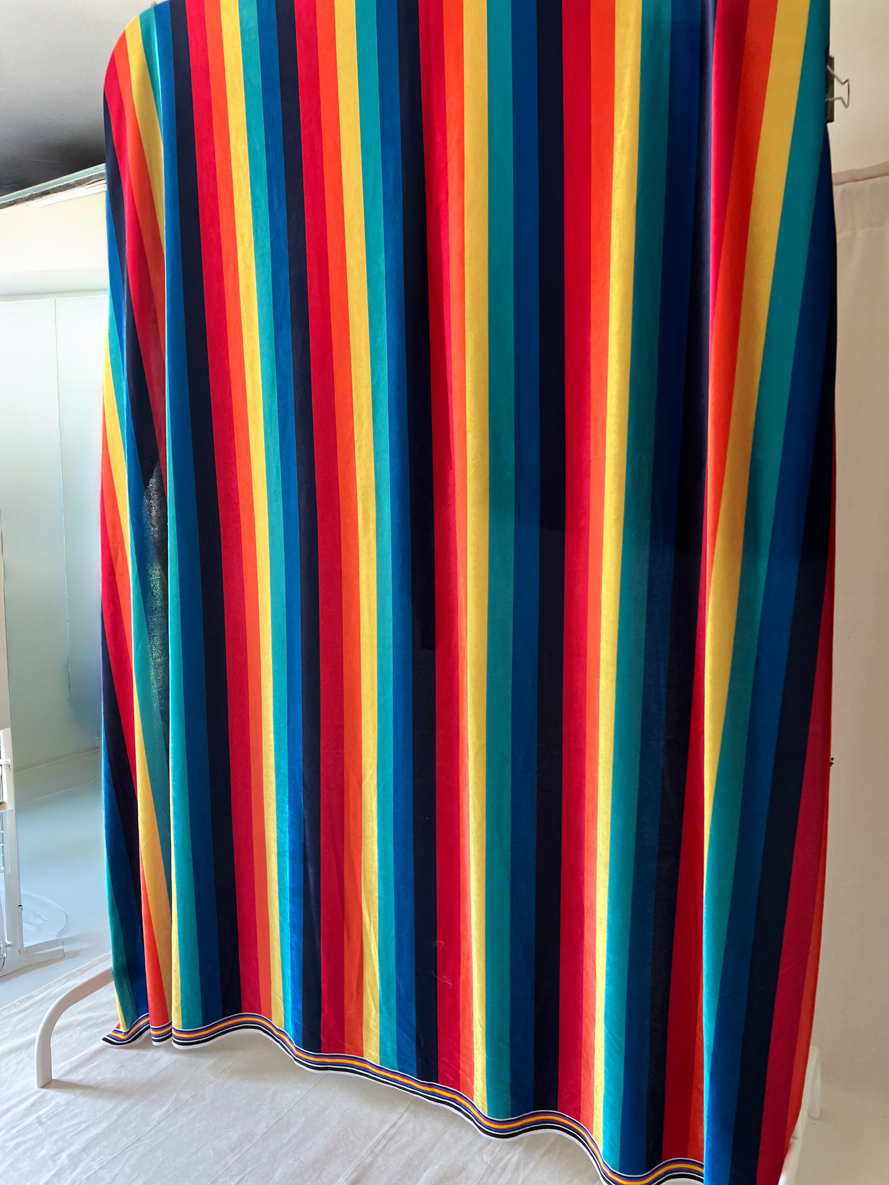Rainbow Stripe Velvet — Dressmaking Fabric — Polyester Stretch 150x150cm