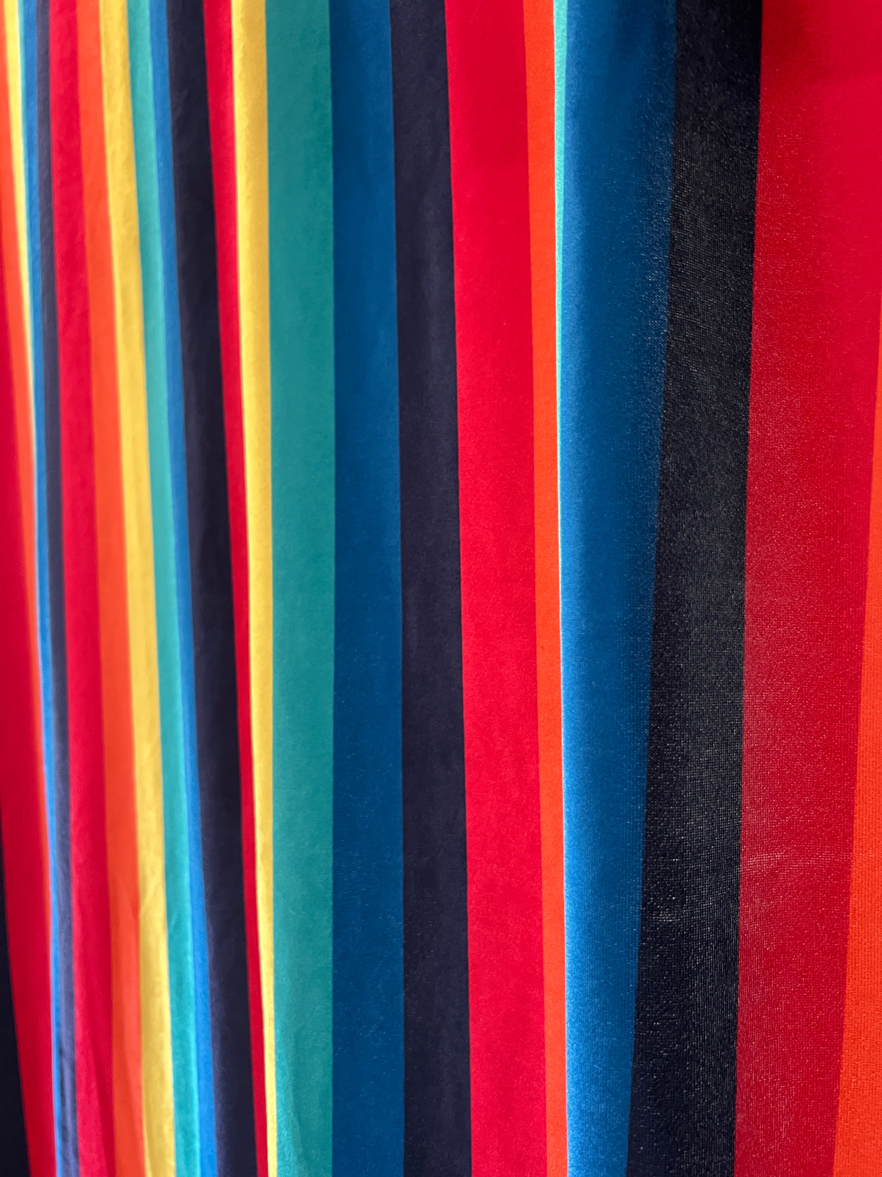 Rainbow Stripe Velvet — Dressmaking Fabric — Polyester Stretch 150x150cm