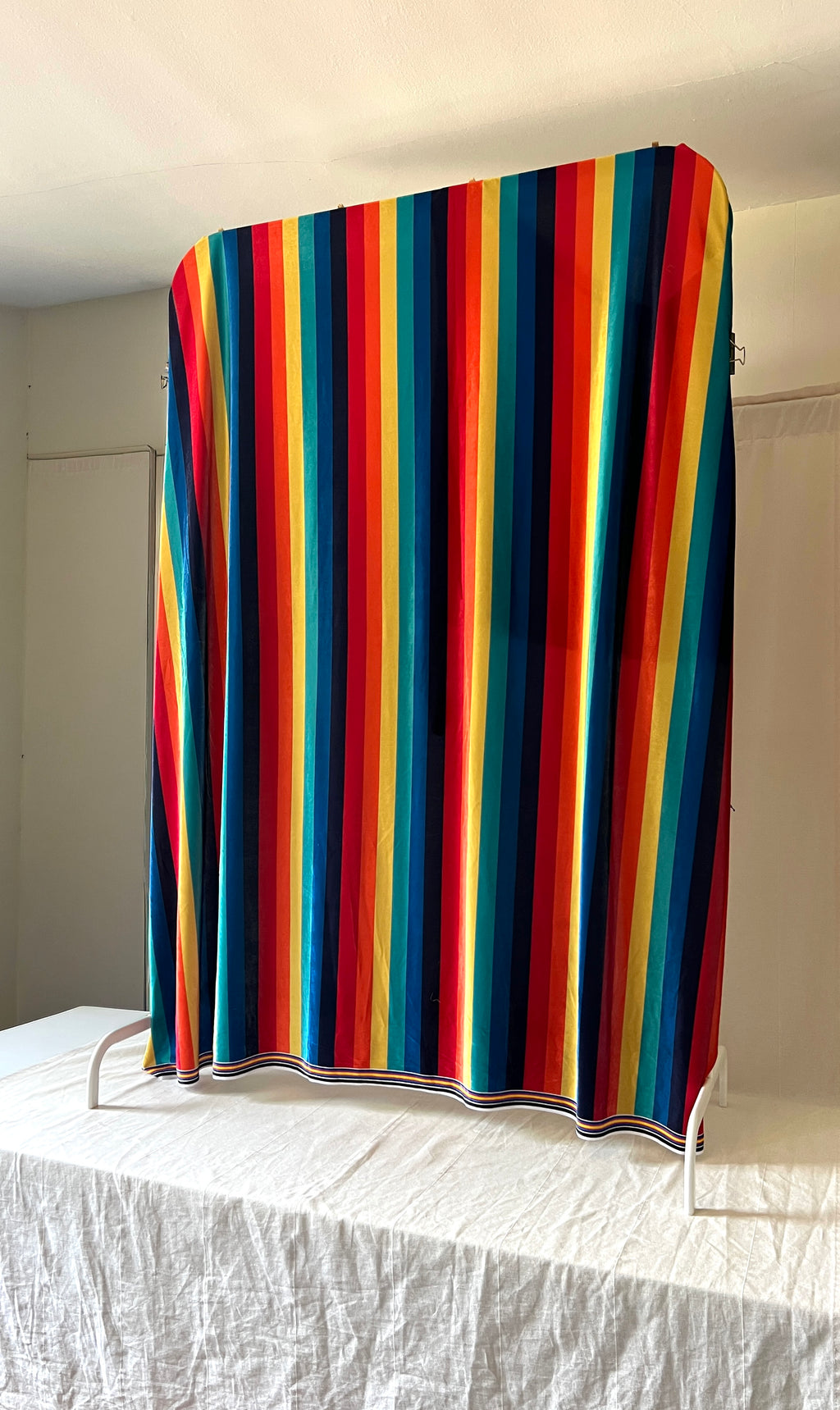 Rainbow Stripe Velvet — Dressmaking Fabric — Polyester Stretch 150x150cm