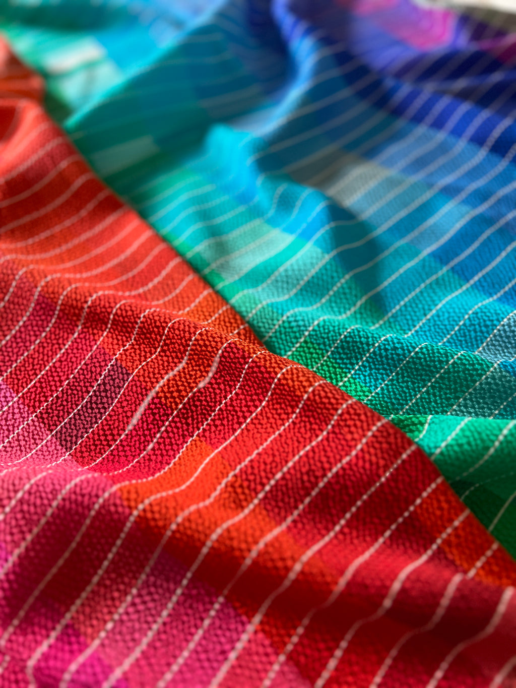 96% Silk Designer Fabric — Rainbow Colour Palette Print — Italian Luxury Mill Fabric