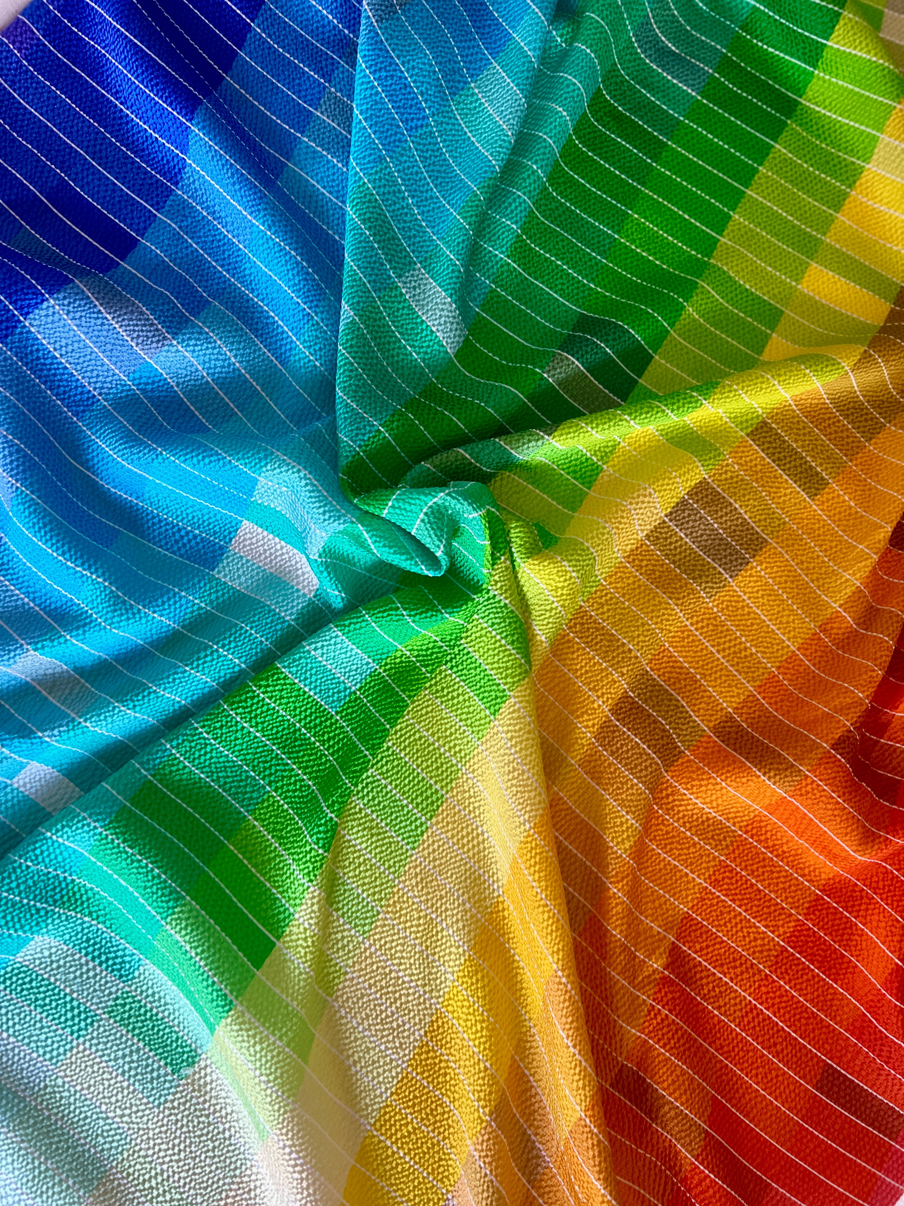 96% Silk Designer Fabric — Rainbow Colour Palette Print — Italian Luxury Mill Fabric