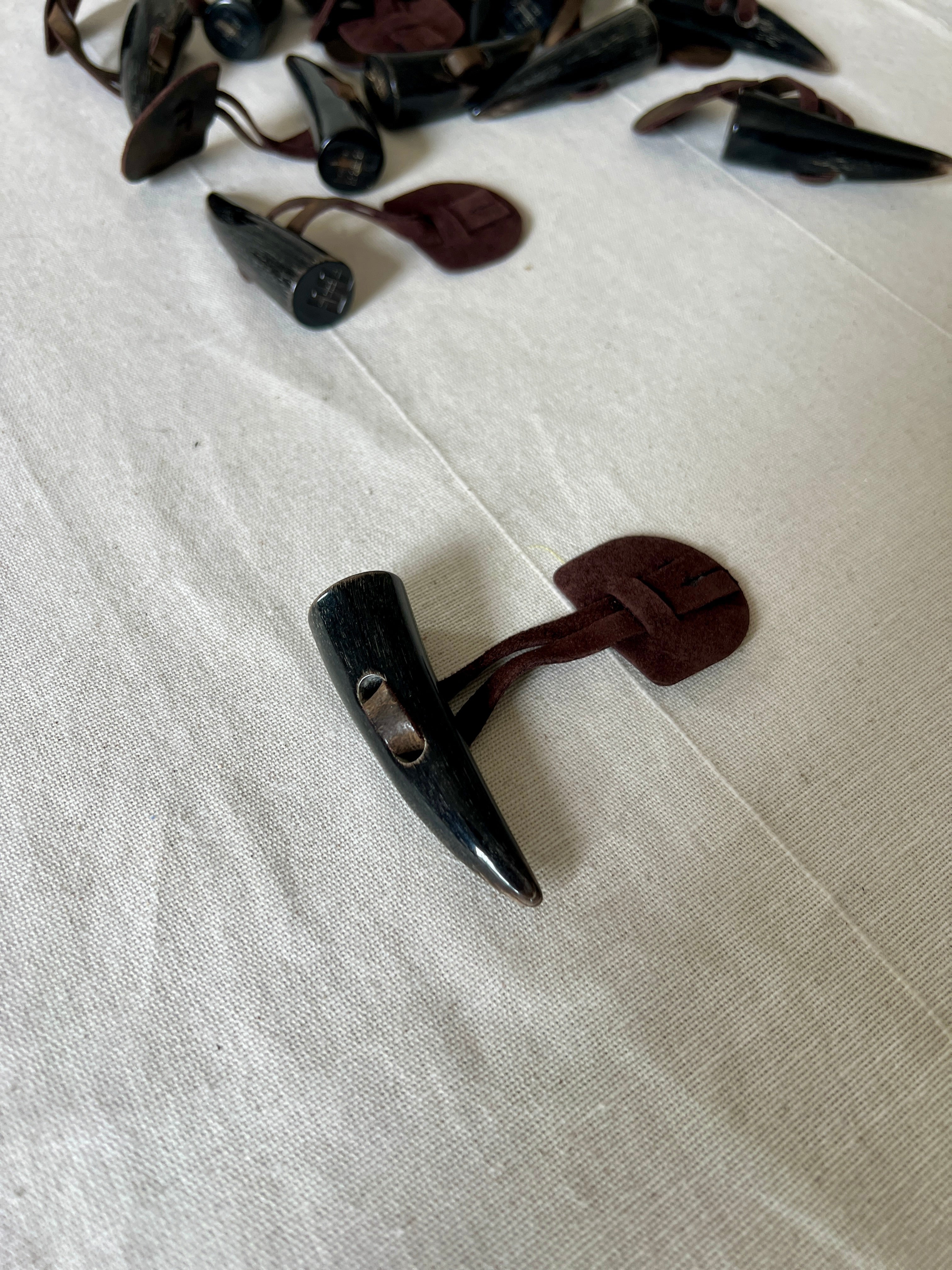 Genuine Horn & Leather Toggle Buttons — Heritage Brand Surplus — Duffle Coat Fastenings