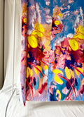 96% Silk Designer Fabric — Impressionist Botanical Print — Yellow, Lavender & Sky Blue