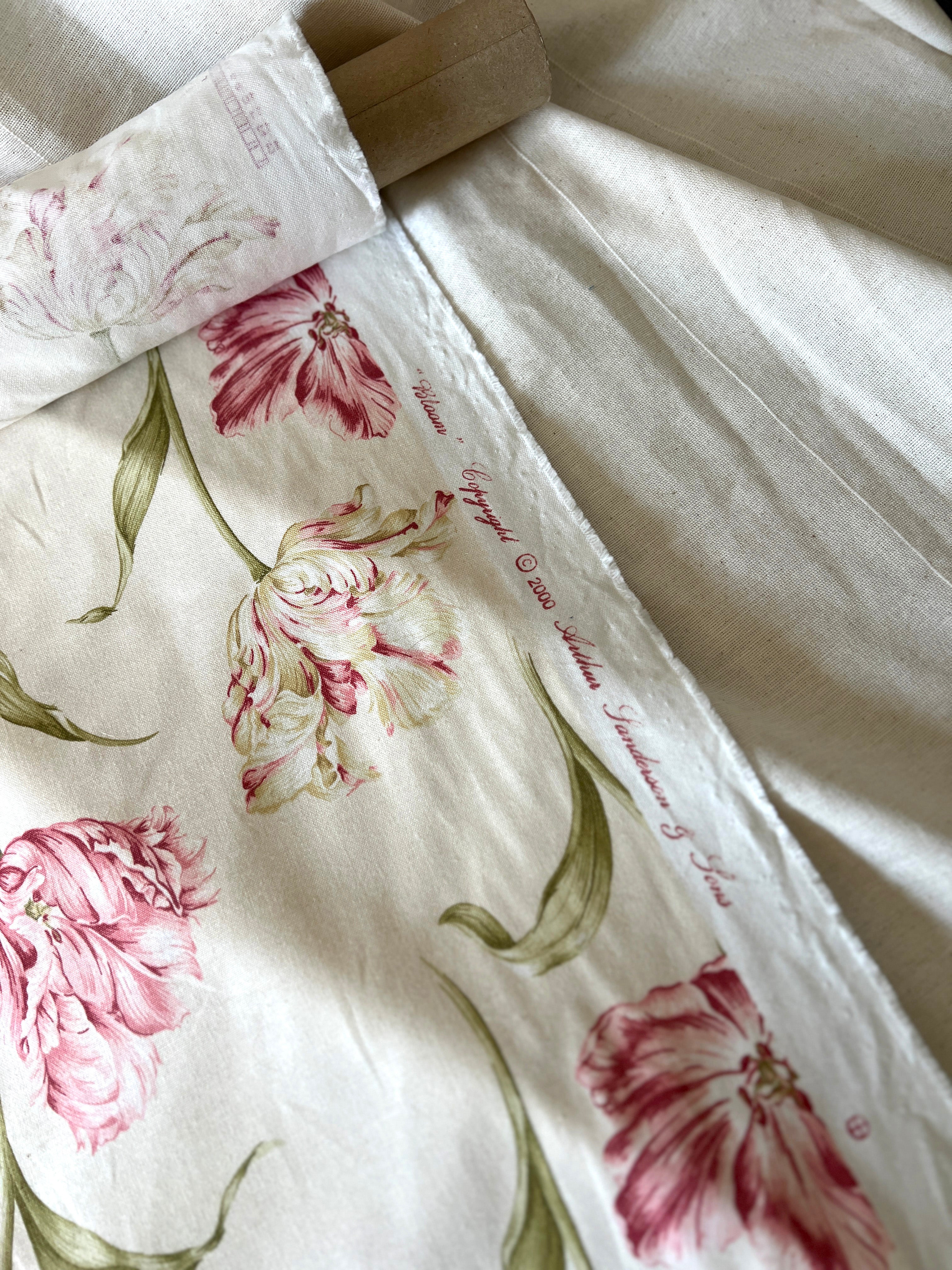 Sanderson “Bloom” Floral Cotton Fabric (2000) – 150cm End of Roll Remnant – Tulip Print