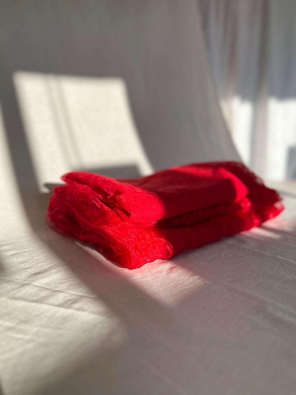 Red Chantilly Tulle Lace Fabric Bundle - Sheer Fabrics 3.5m Bundle
