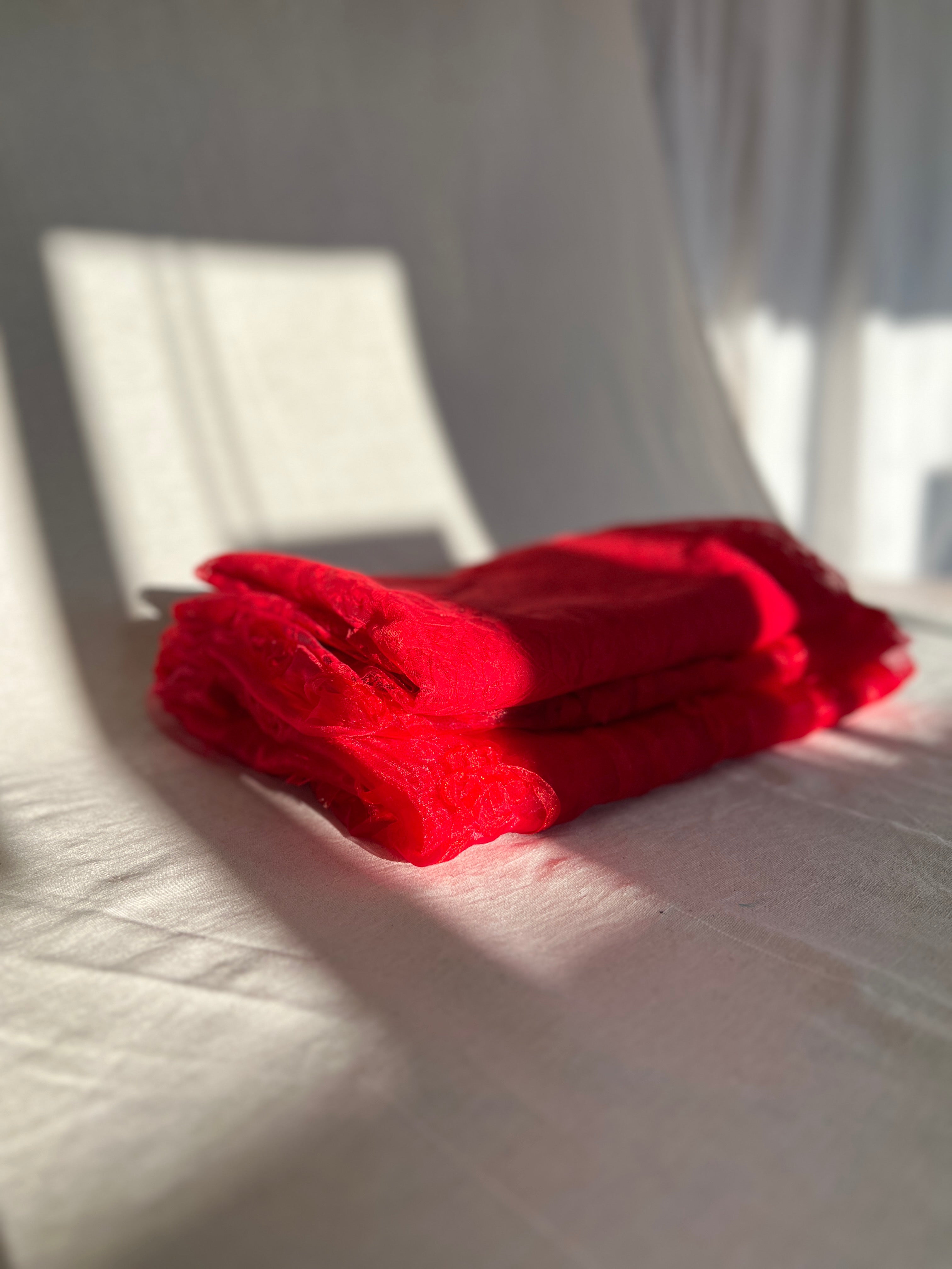 Red Chantilly Tulle Lace Fabric Bundle - Sheer Fabrics 3.5m Bundle
